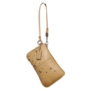 Coach Y2K Studded Camel Leather Vintage Grommit Wristlet